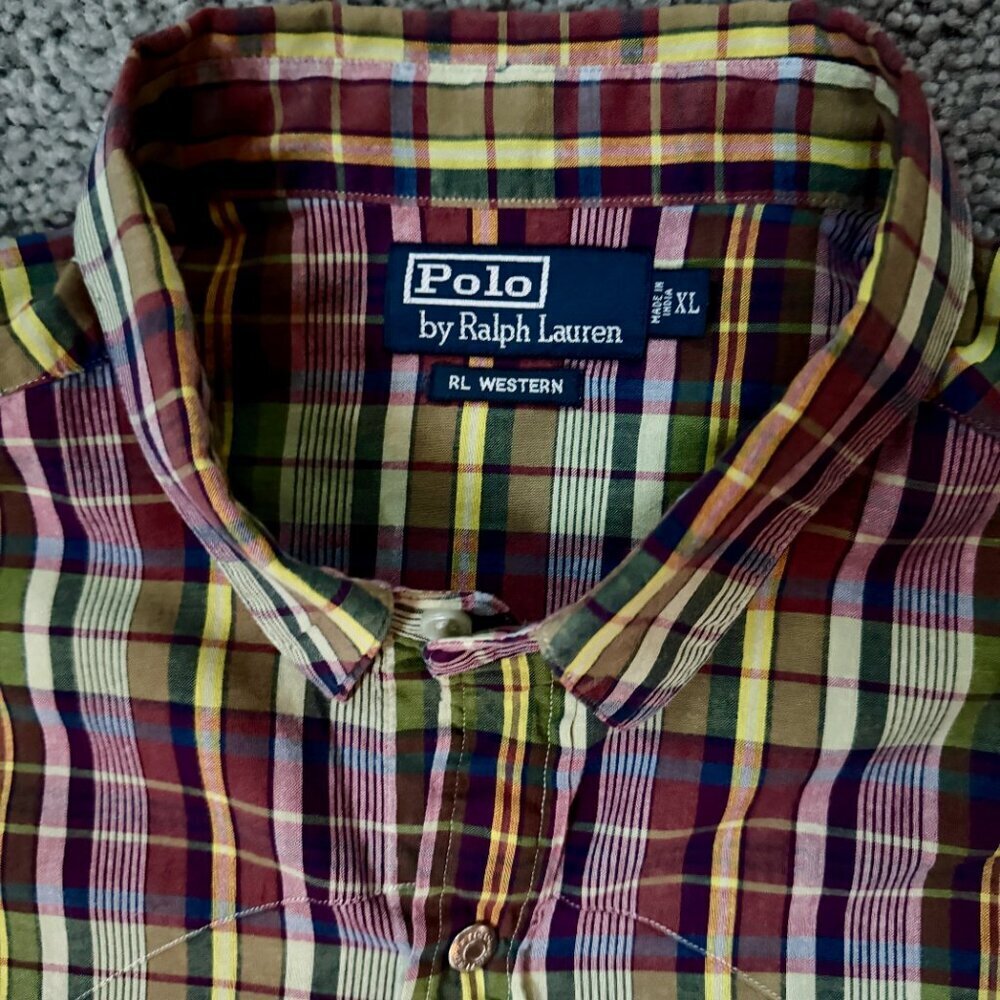 Vintage Polo Ralph Lauren RL Western Plaid Shirt- Men's Size XL - VERY Good Cond - Picture 3 of 14